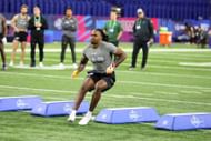 Kalen DeLoach participating in the combine